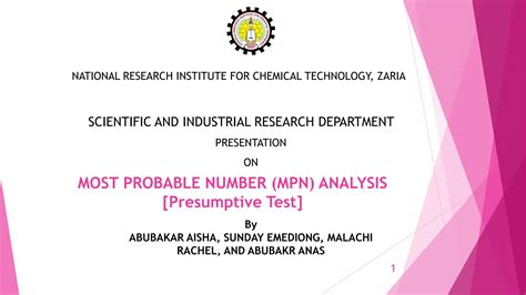 MOST PROBABLE NUMBER (MPN) ANALYSIS [.pptx .